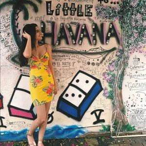 Yellow Tropical ASOS Cutout dress